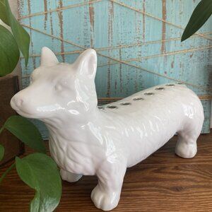Corgi Dog Whimsical Menorah White Ceramic Hanukkah Chanukah Judaica